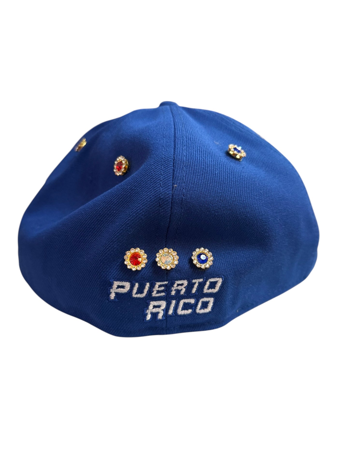 Puetro Rico Bejeweled Fitted Size 7 5/8 Royal Blue / Grey Underbrim