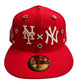 New York City Yankees Mets Subway Series New Era Fitted Size 7 5/8 Red / White