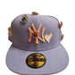 New York Yankees Bejeweled New Era Fitted Size 7 5/8 Light Blue / Peach