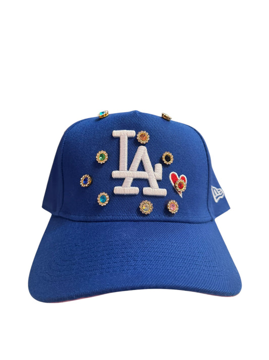 Los Angeles Dodgers Bejeweled Snapback Royal Blue / Pink Underbrim