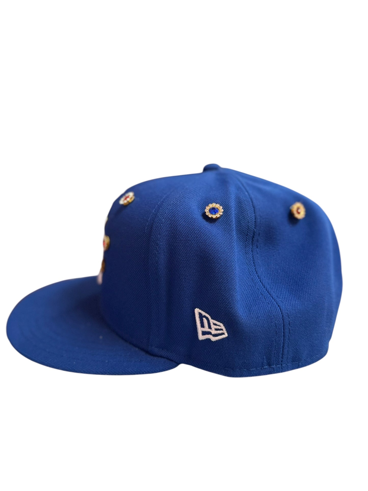 Puetro Rico Bejeweled Fitted Size 7 5/8 Royal Blue / Grey Underbrim
