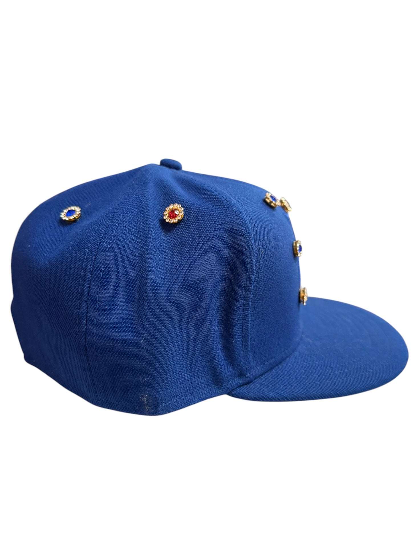 Puetro Rico Bejeweled Fitted Size 7 5/8 Royal Blue / Grey Underbrim