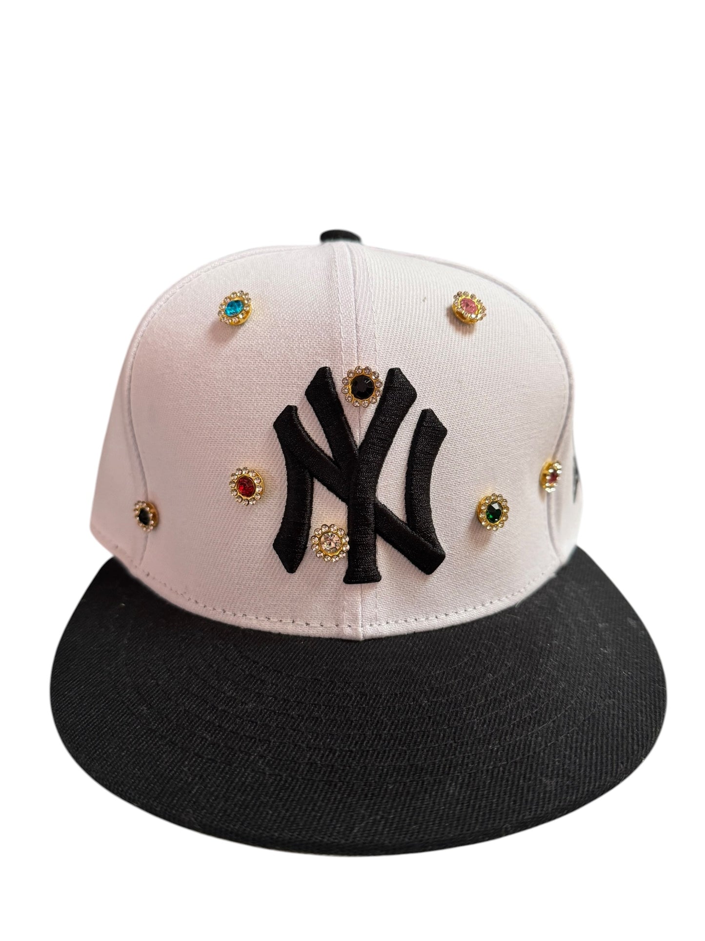 New York Yankees Bejeweled New Era Fitted Hat Size 7 1/4 White / Black
