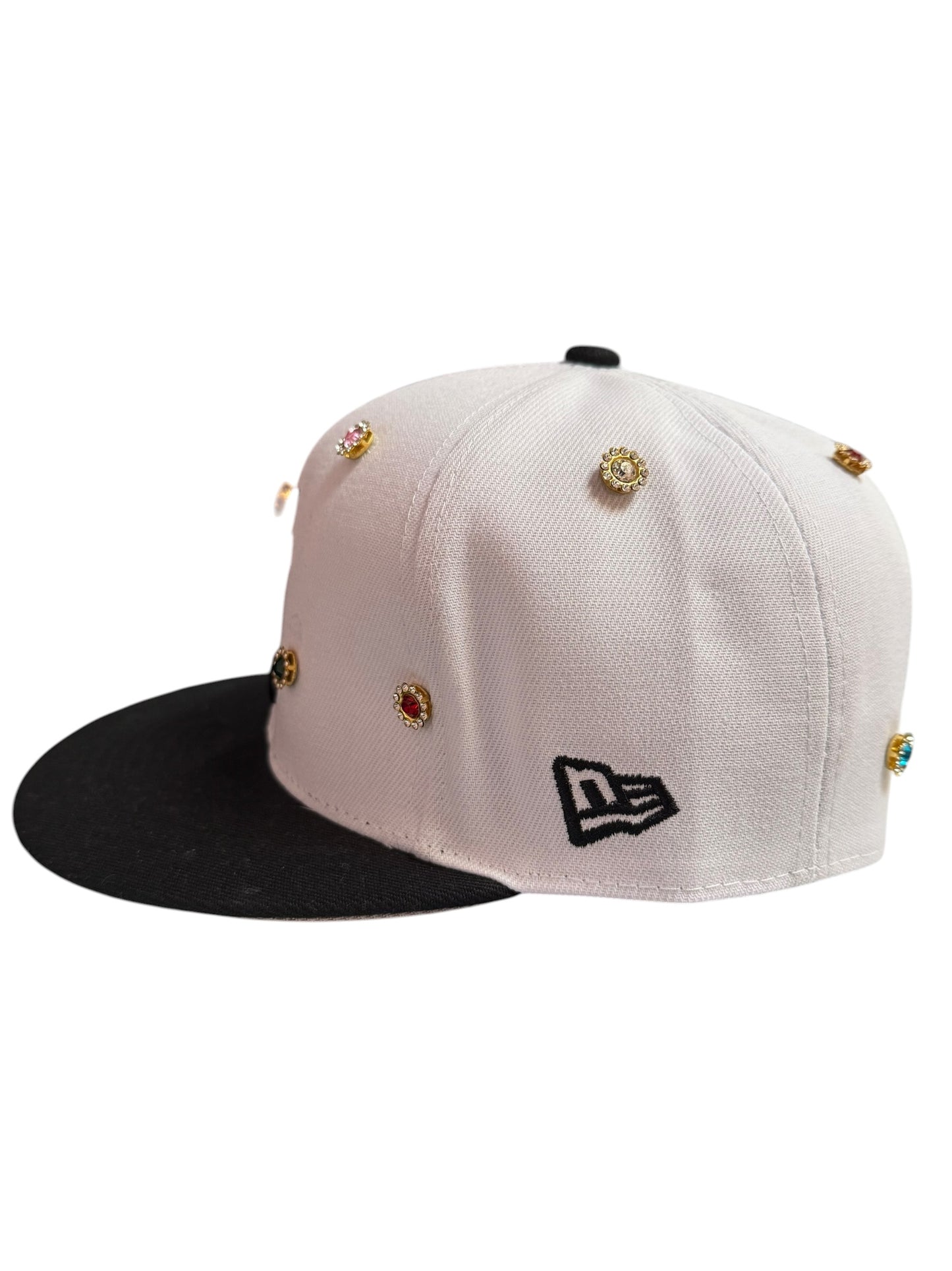 New York Yankees Bejeweled New Era Fitted Hat Size 7 1/4 White / Black