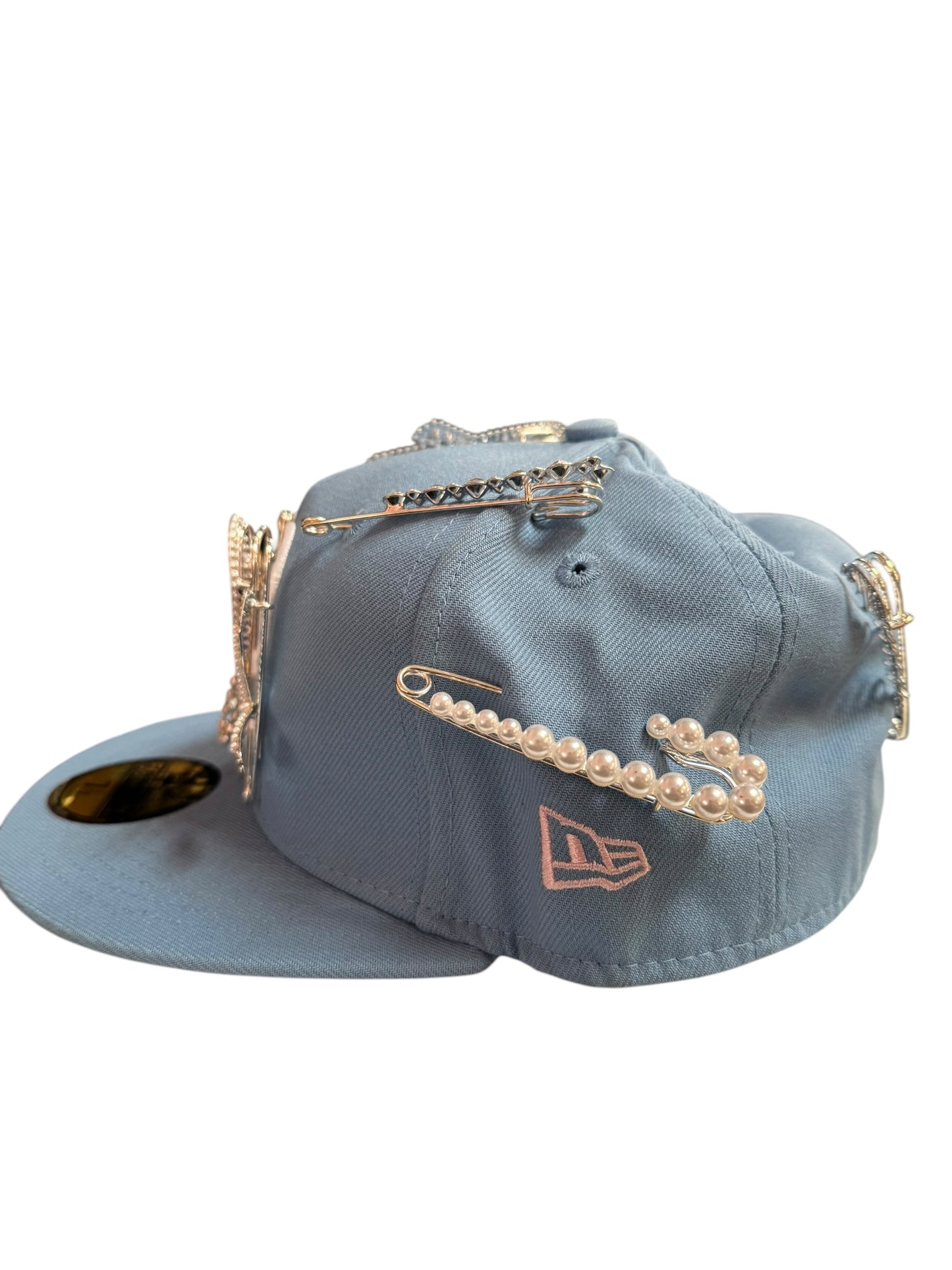 Mexico Bejeweled New Era Fitted Hat Size 7 1/2 Light Blue