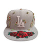 Los Angeles New Era Fitted Size 7 1/2 Grey / Roses