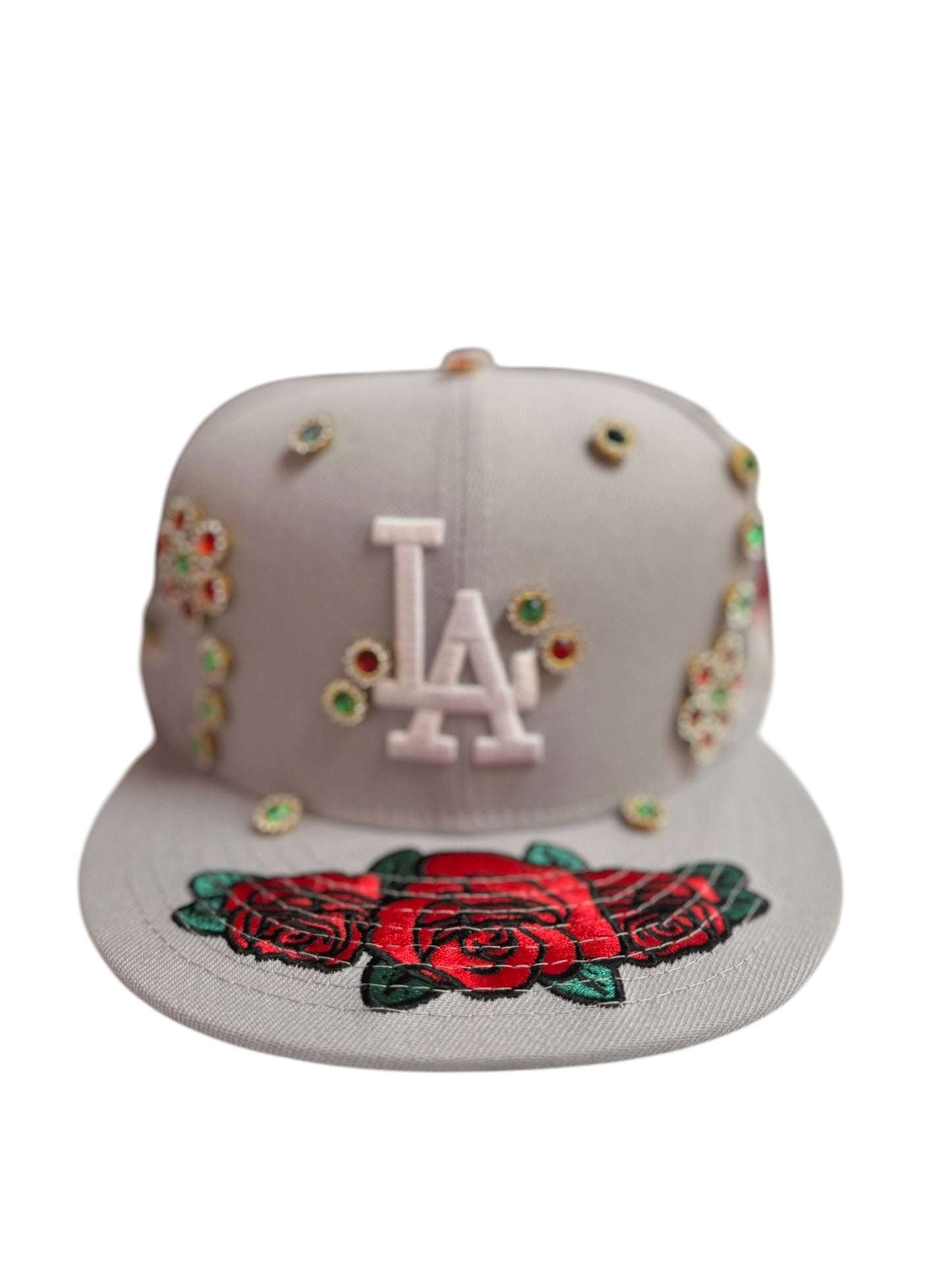 Los Angeles New Era Fitted Size 7 1/2 Grey / Roses