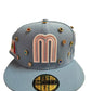 Mexico New Era Fitted Hat Size 7 1/2 Light Blue / Pink Underbrim