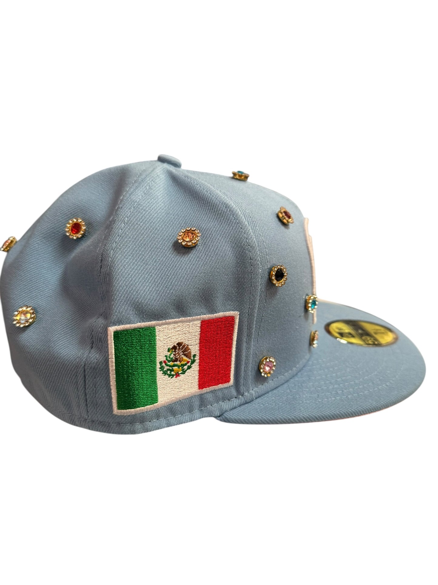 Mexico New Era Fitted Hat Size 7 1/2 Light Blue / Pink Underbrim