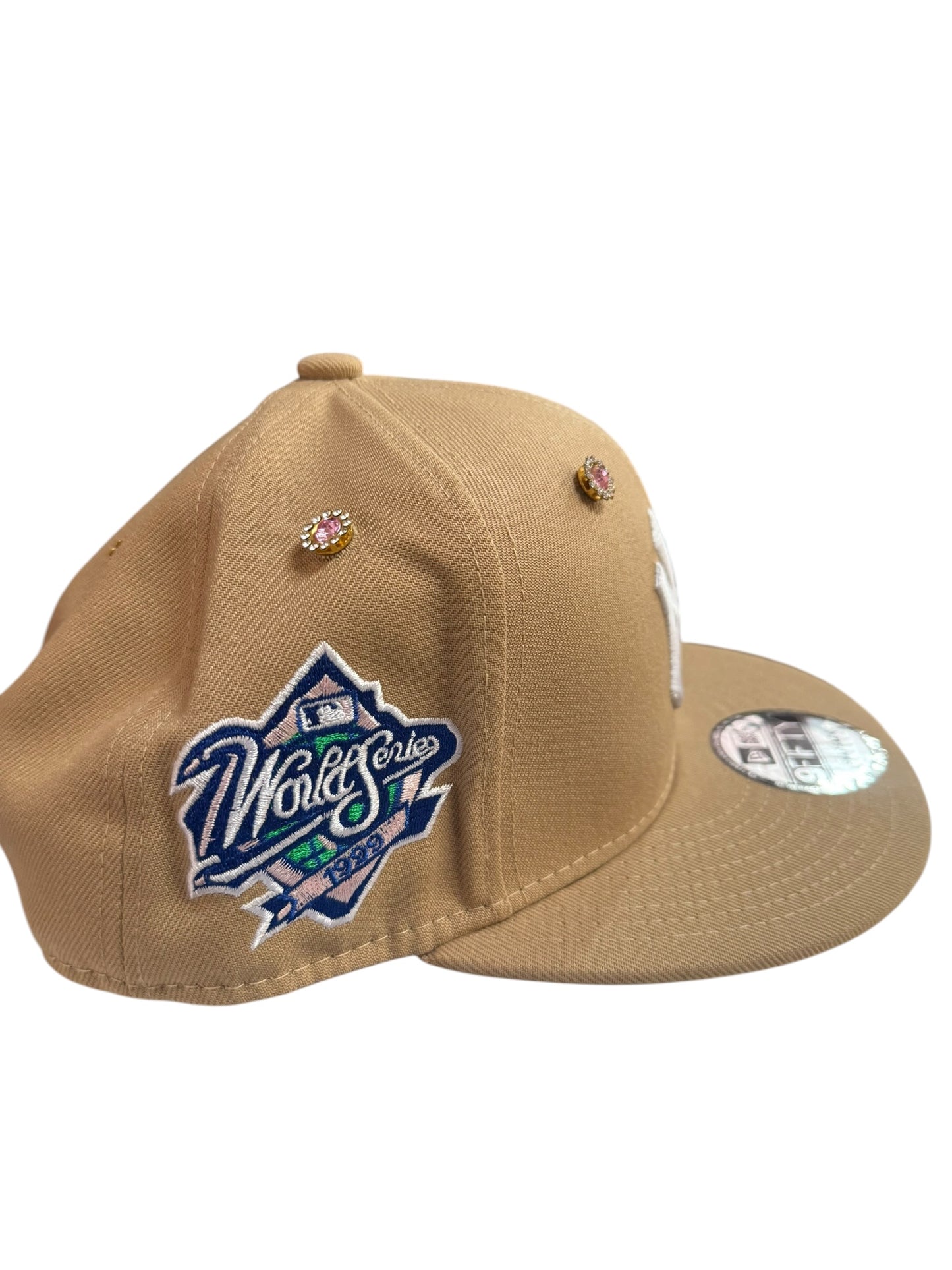 New York Yankees Rose Bejeweled New Era Snapback Khaki / Pink Underbrim