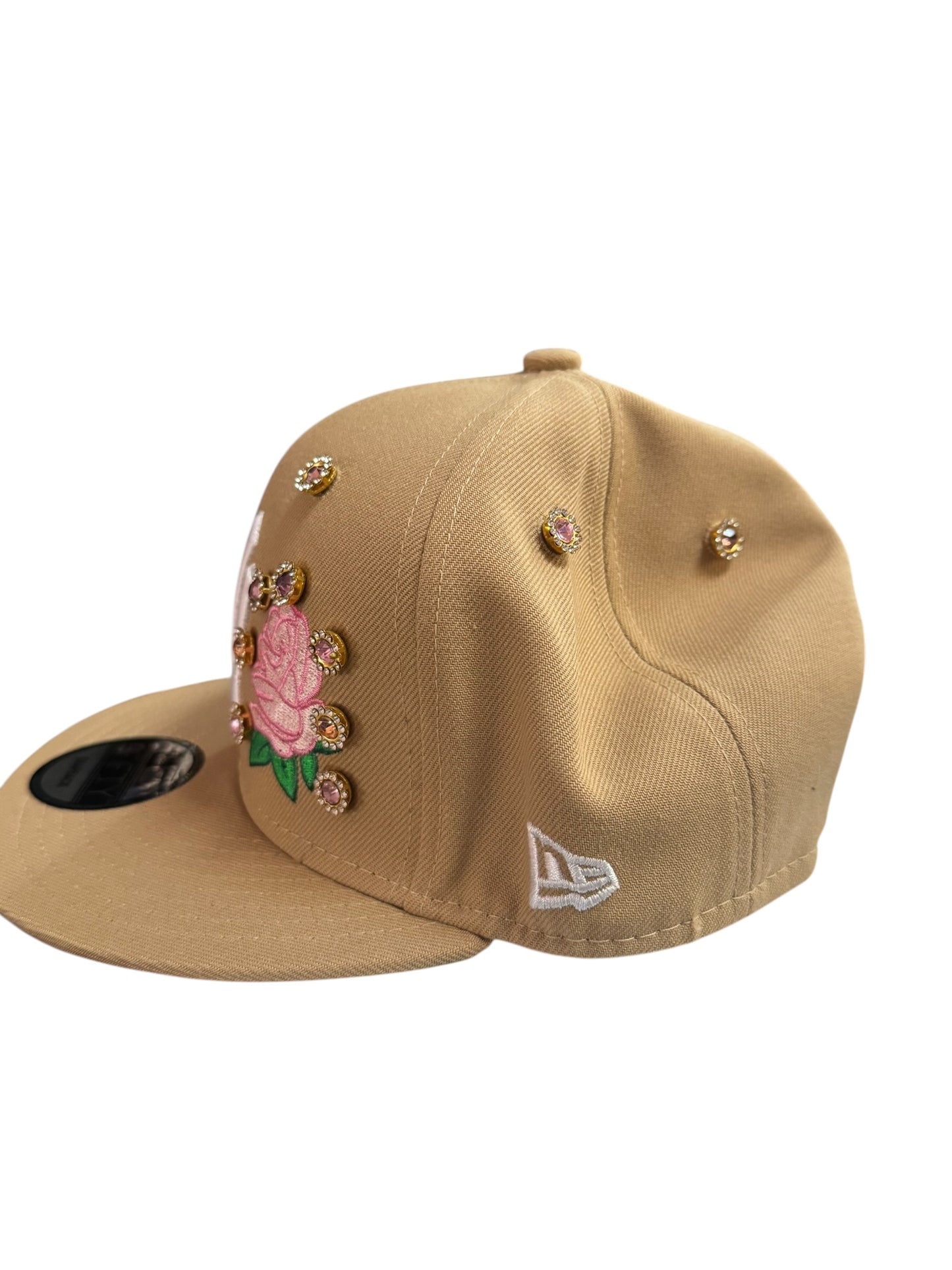 New York Yankees Rose Bejeweled New Era Snapback Khaki / Pink Underbrim
