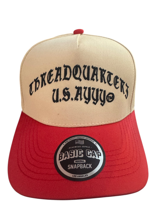 Threadquarterz U.S.Ayyy Khaki / Red Snapback