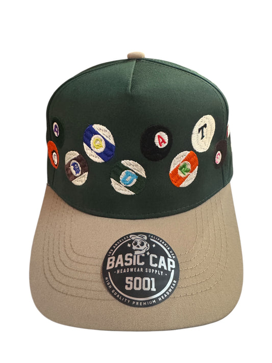 Threadquarterz Billiards Script Snapback Forest Green / Dark Grey