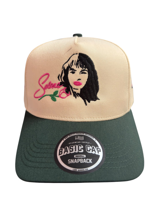 Selena Snapback Tan / Dark Green / Mexico Flag Underbrim