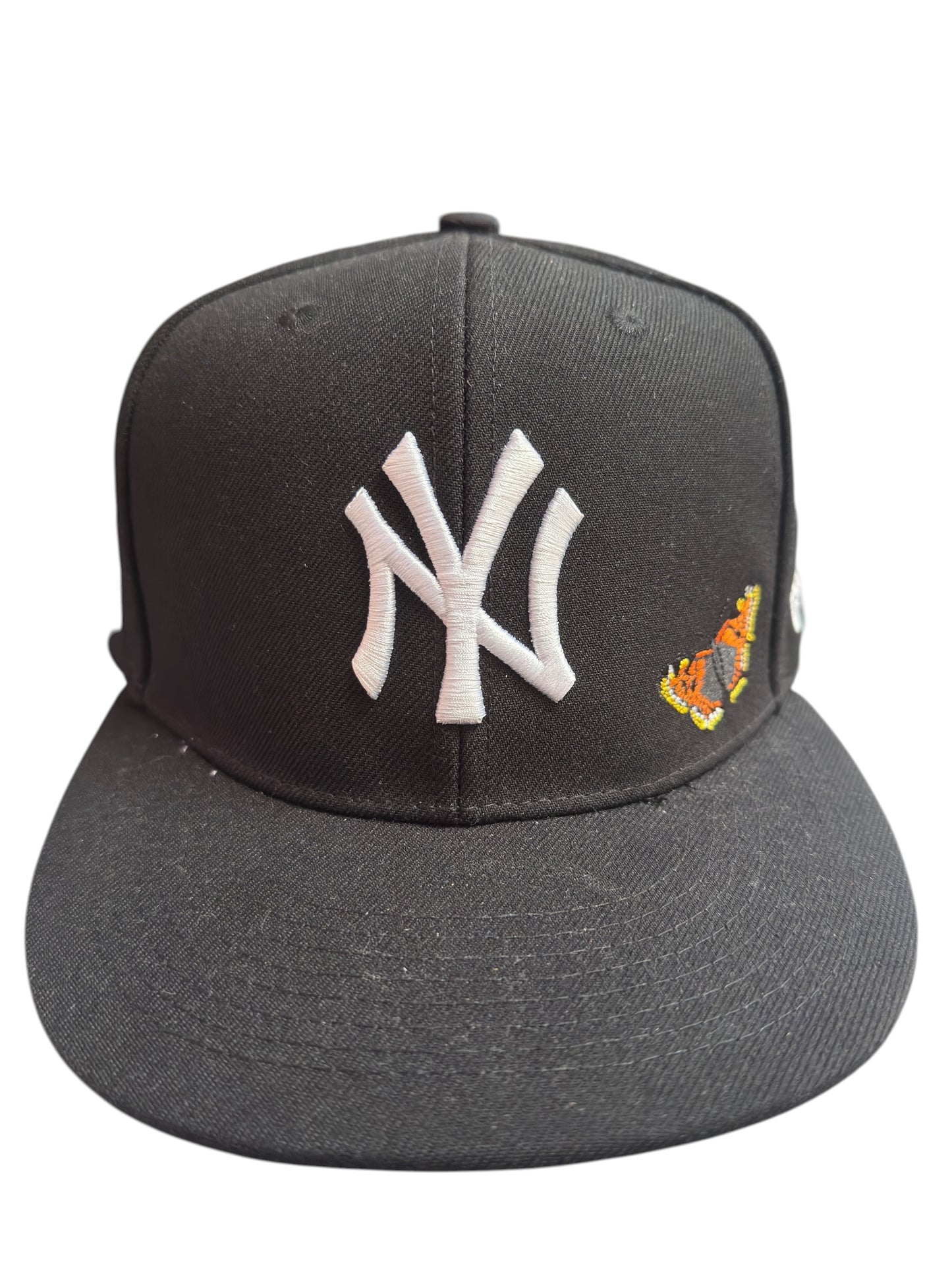 NY Butterflies Embroidered New Era Fitted Size 7 5/8 Black