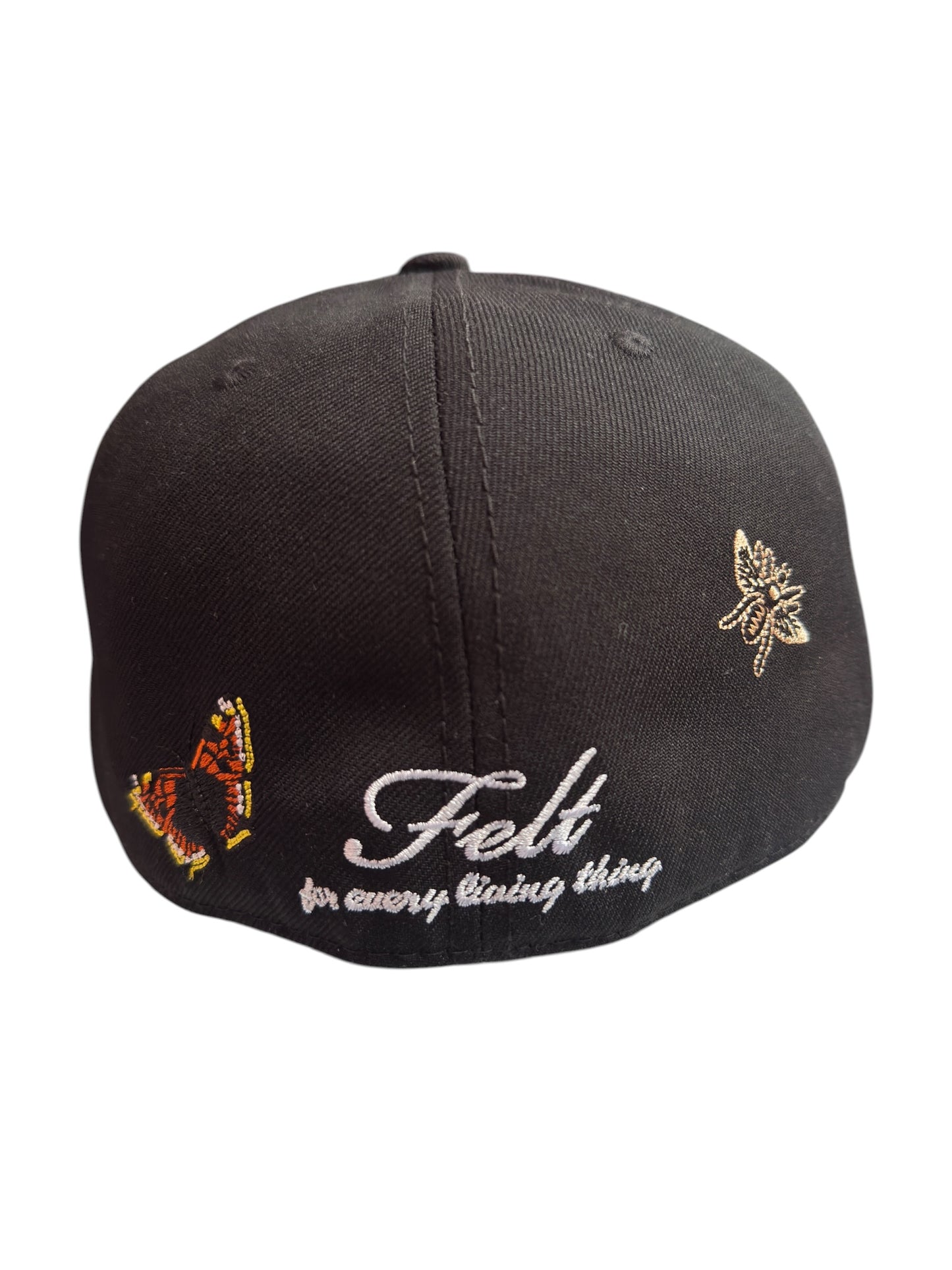 NY Butterflies Embroidered New Era Fitted Size 7 5/8 Black