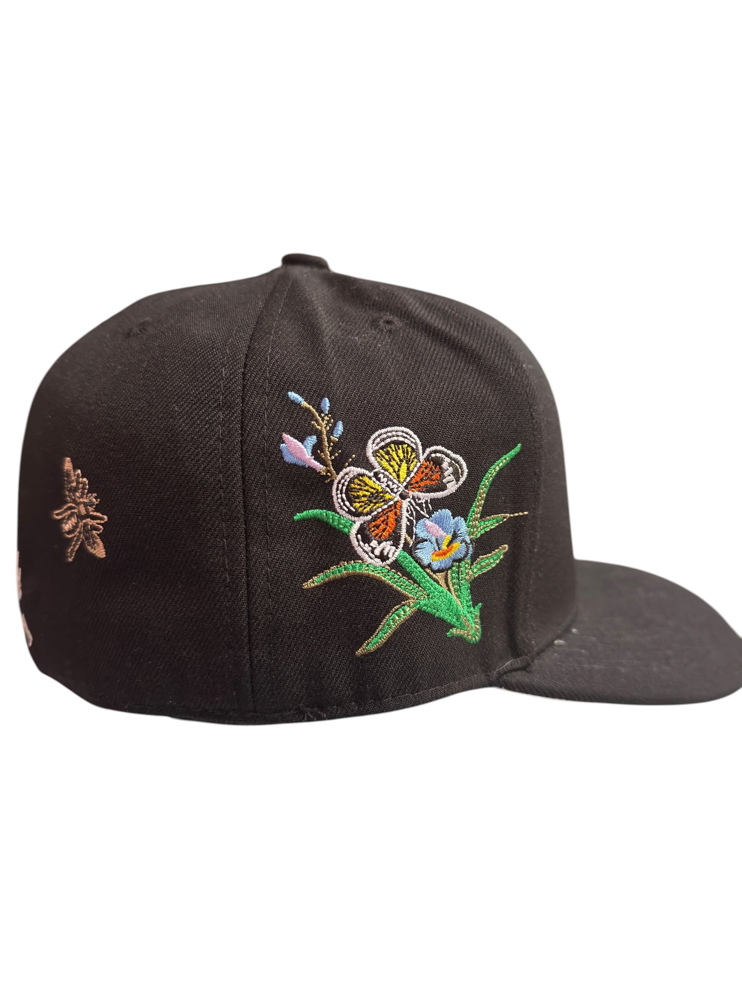 NY Butterflies Embroidered New Era Fitted Size 7 5/8 Black